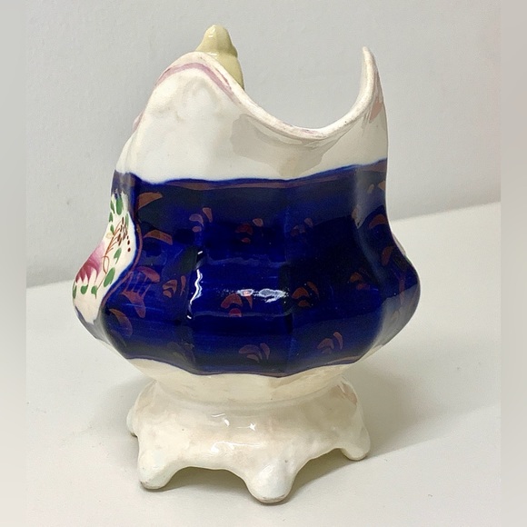 19th Century Vintage Gaudy Welsh Feather Pattern Thorn Handled Creamer Jug - Picture 3 of 16